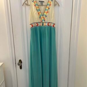 Flying Tomato Cream and Blue Maxi Dress